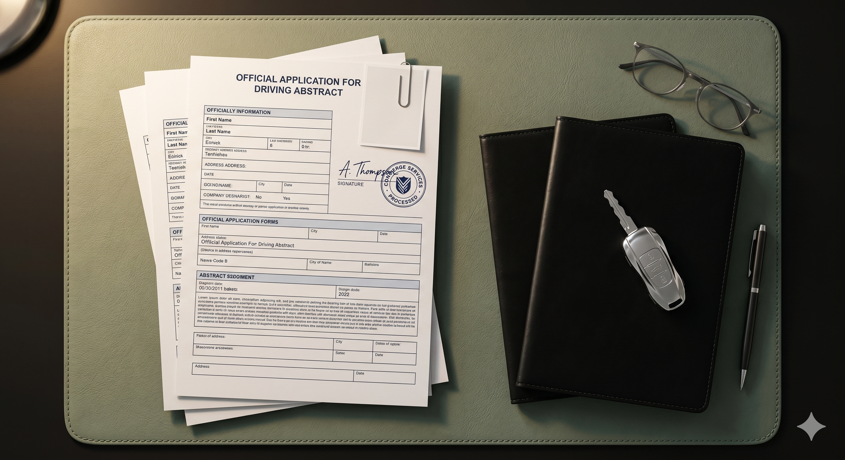 Sealed official envelopes containing Police Records and Driving Abstracts